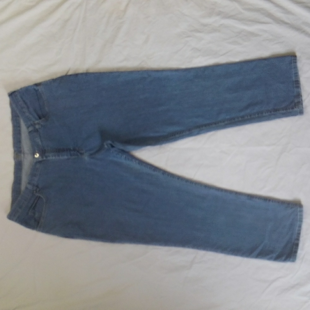 Lee Rider's Light Wash Straight Stretch Denim Blue Jeans 22W P